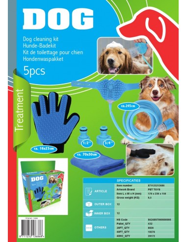 Pet Treatment Kit de lavage et de nettoyage pour chien 5 PCS