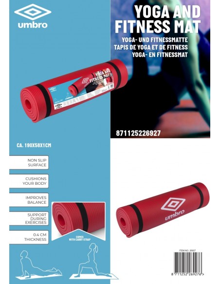 Umbro RougeTapis de fitness et de yoga gris 190x58x1cm