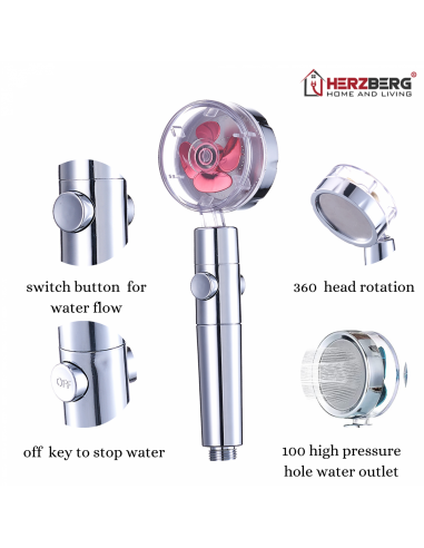 Pomme De Douche Herzberg Turbo Chargeur Rose