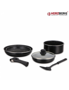 Herzberg HG-8090-7BK  Batterie de cuisine 7 pièces à revêtement en marbre 2