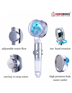Herzberg Turbo Charger Pomme de douche Bleu 2