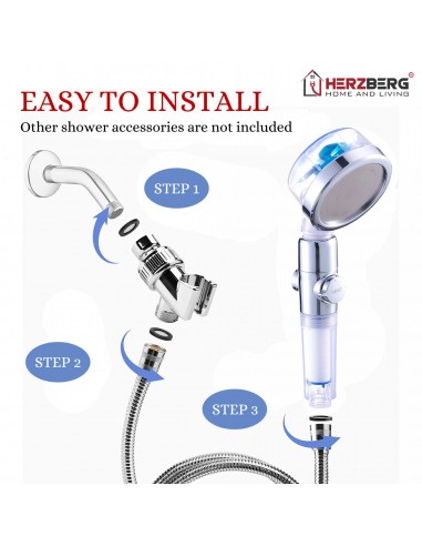 Herzberg Turbo Charger Pomme de douche Bleu