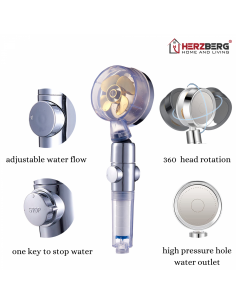 Herzberg Pomme de douche Turbo Charger Gold 2
