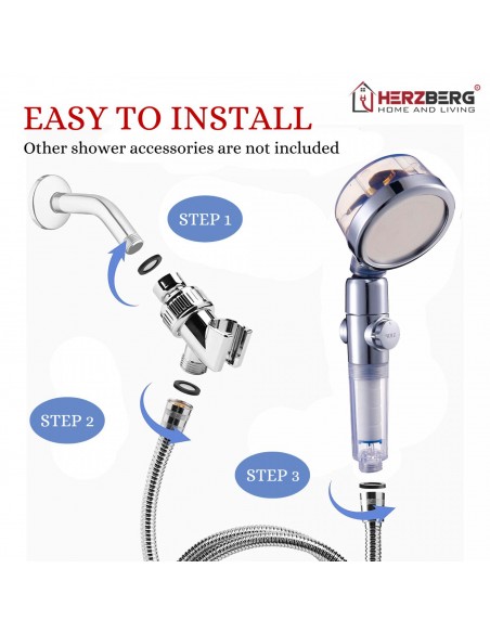 Herzberg Pomme de douche Turbo Charger Gold