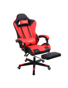 Herzberg Chaise de jeu et de bureau avec repose-pieds escamotable Rouge