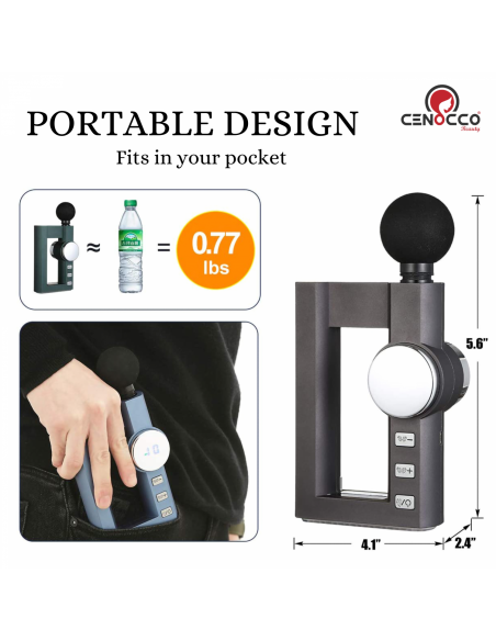 Cenocco Pistolet de massage chauffant portable Gris