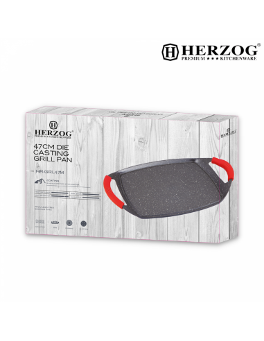 Herzog Plaque de cuisson en pierre avec revêtement antiadhésif 47cm