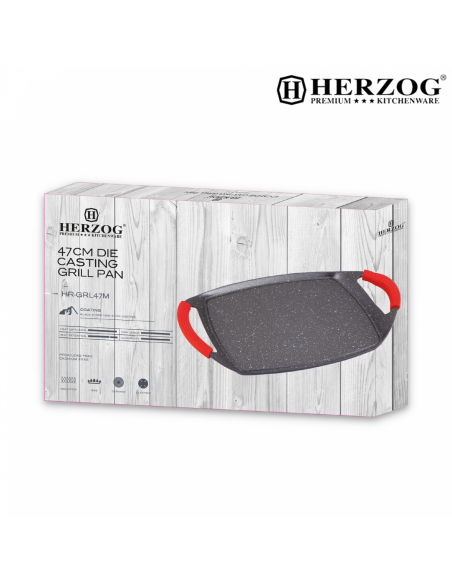 Herzog Plaque de cuisson en pierre avec revêtement antiadhésif 47cm