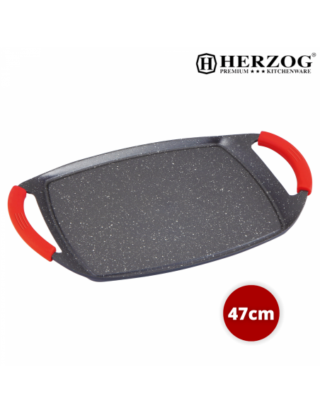 Herzog Plaque de cuisson en pierre avec revêtement antiadhésif 47cm