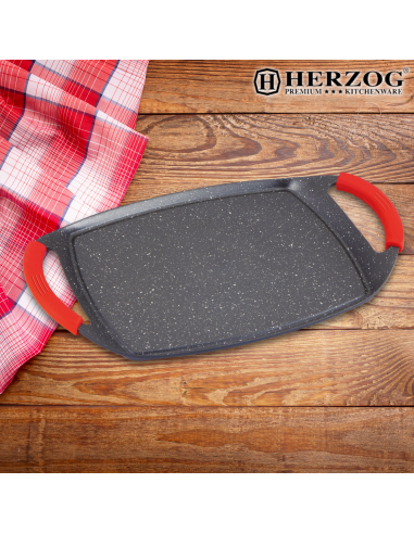 Herzog Plaque de cuisson en pierre avec revêtement antiadhésif 47cm