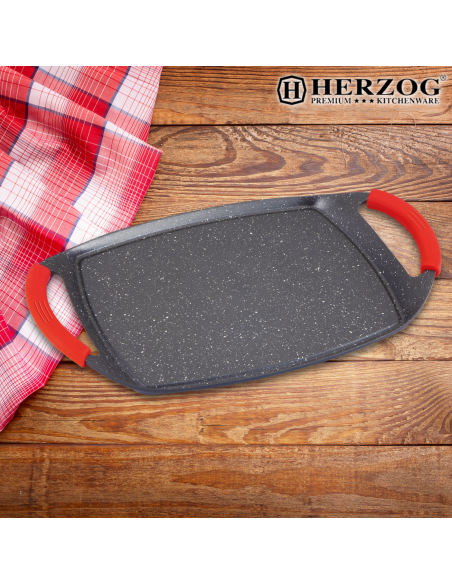 Herzog Plaque de cuisson en pierre avec revêtement antiadhésif 47cm