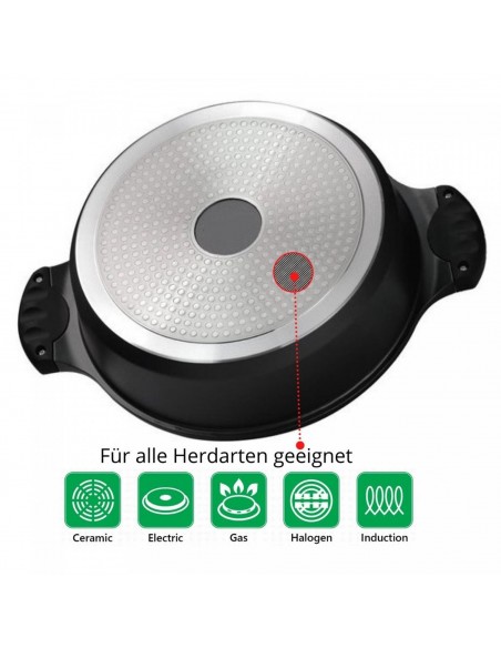 Cheffinger CF-TAJ28 28 cm De Tajine Recouvert De Marbre En Fonte D'aluminium