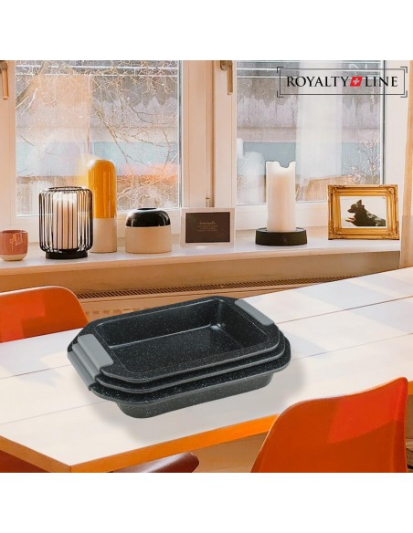 Royalty Line RL-CC3B Plateau De Cuisson En Marbre 3 Pièces