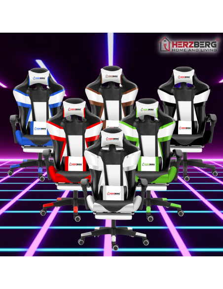 Herzberg HG-8082  Chaise de Jeu et De Bureau Tricolore Avec Accent en Forme de T Noire