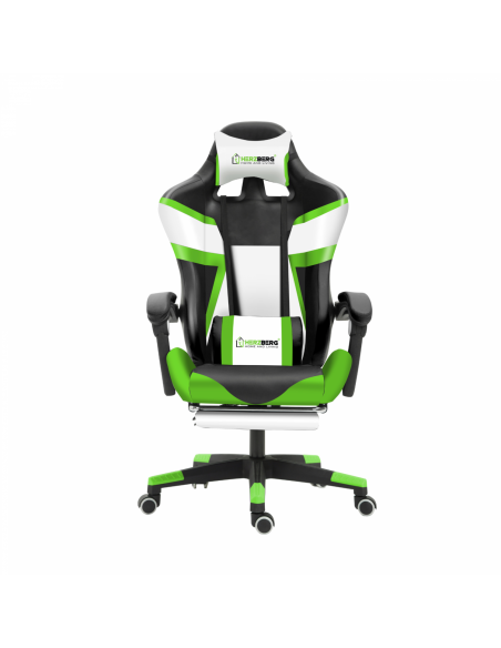 Herzberg HG-8082  Chaise de Jeu et De Bureau Tricolore Avec Accent en Forme de T Vert