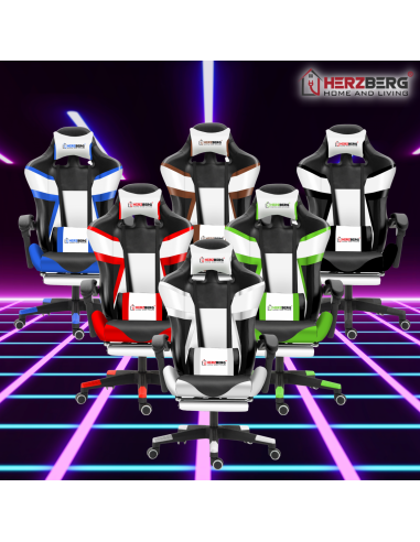 Herzberg HG-8082  Chaise de Jeu et De Bureau Tricolore Avec Accent en Forme de T Café