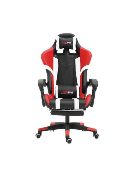 Herzberg HG-8083  Chaise De Jeu Et De Bureau Tricolore Avec Accent Linéaire Rouge