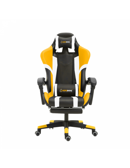 Herzberg HG-8083  Chaise De Jeu Et De Bureau Tricolore Avec Accent Linéaire Jaune