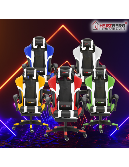 Herzberg HG-8083  Chaise De Jeu Et De Bureau Tricolore Avec Accent Linéaire Jaune