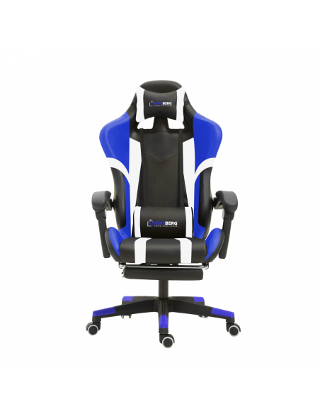 Herzberg HG-8083  Chaise De Jeu Et De Bureau Tricolore Avec Accent Linéaire Bleu