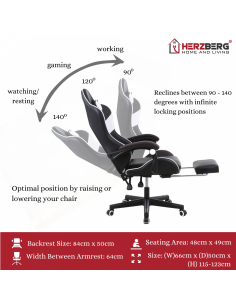 Herzberg HG-8083  Chaise De Jeu Et De Bureau Tricolore Avec Accent Linéaire Vert 2