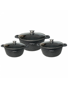 Cheffinger CF-DCS01  6 Pièces Enrobées De Marmite À Soupe En Mable- 20 cm 24 cm 28 cm