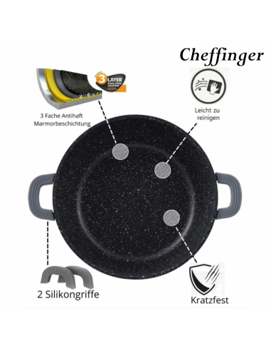 Cheffinger CF-DCS01  6 Pièces Enrobées De Marmite À Soupe En Mable- 20 cm 24 cm 28 cm