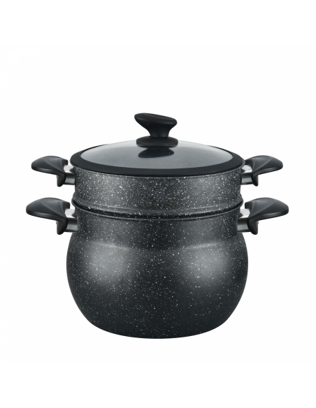 Cheffinger CF-COUS6  Marmite À Couscous 6L Enrobée De Marbre Pour Cuisson À La Vapeur