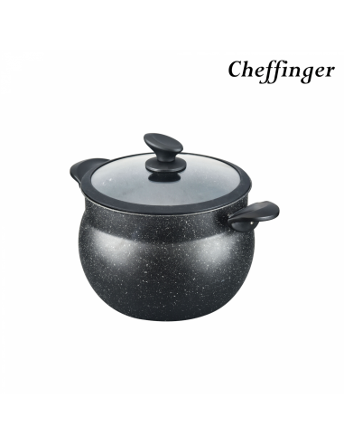 Cheffinger CF-COUS6  Marmite À Couscous 6L Enrobée De Marbre Pour Cuisson À La Vapeur