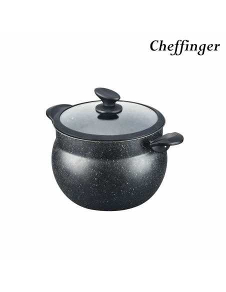 Cheffinger CF-COUS6  Marmite À Couscous 6L Enrobée De Marbre Pour Cuisson À La Vapeur