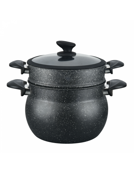 Cheffinger CF-COUS8  Marmite À Couscous 8L Enrobée De Marbre Pour Cuisson À La Vapeur
