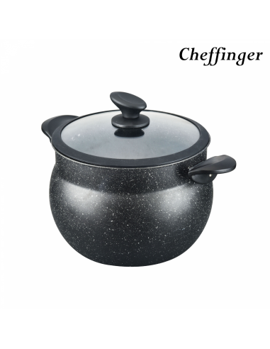 Cheffinger CF-COUS8  Marmite À Couscous 8L Enrobée De Marbre Pour Cuisson À La Vapeur