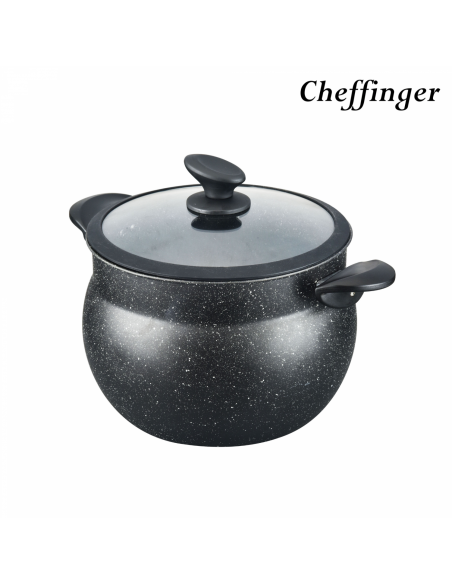 Cheffinger CF-COUS8  Marmite À Couscous 8L Enrobée De Marbre Pour Cuisson À La Vapeur