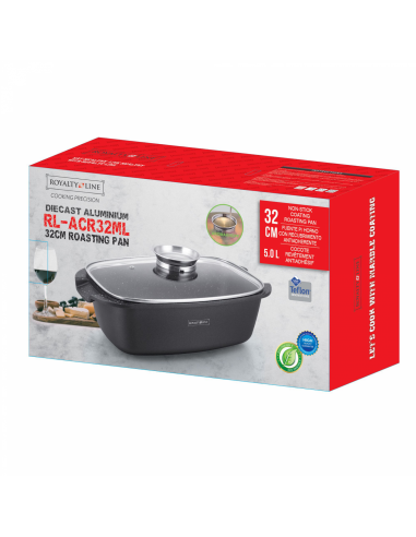 Royalty Line RL-ACR32M  Casserole À Rôtir De 32 Cm À Revêtement En Marbre