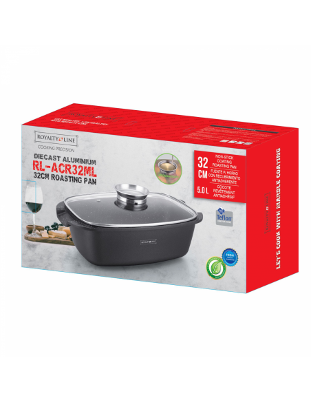 Royalty Line RL-ACR32M  Casserole À Rôtir De 32 Cm À Revêtement En Marbre