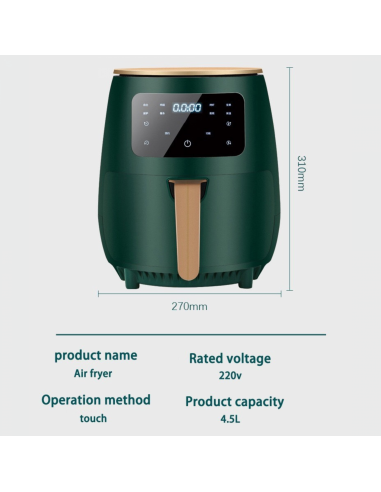 Cheffinger CF-AFRY4.5  Friteuse Numérique LED 1400W 4 5 litres Vert