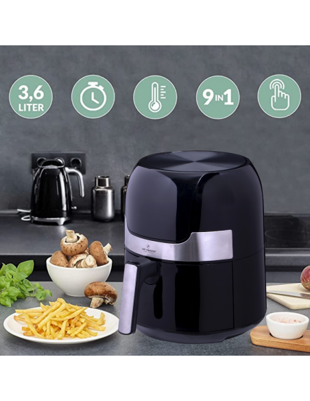 Just Perfecto JL-22  Friteuse à air chaud de 1400W avec écran tactile LED et plaque de gril 3.5L