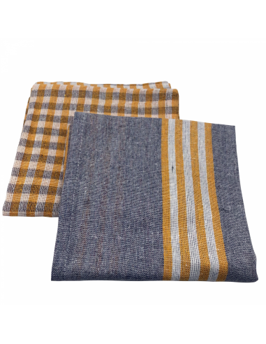 Cenocco CC-9069 Set d'essuie-tout en coton gris à rayures vintage 10 pièces 50x70cm