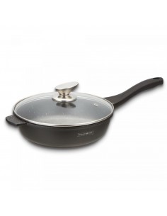 Royalty Line RL-BDF28-M  Poêle à frire à revêtement marbré de 28 cm avec couvercle en verre