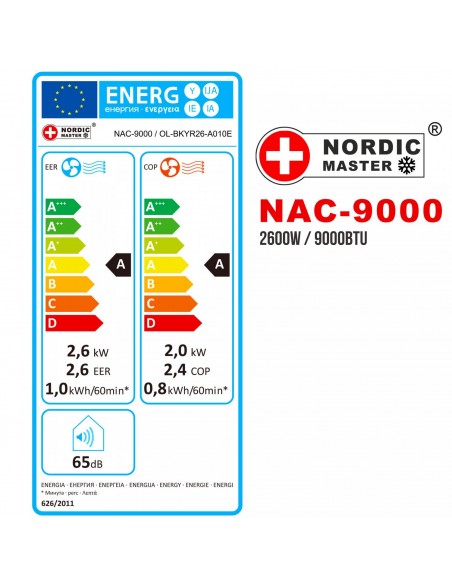 Nordic Master NAC-9000  Climatiseur 4-en-1 9000 BTU avec WIFI