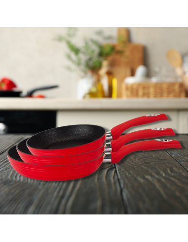 Royalty Line RL-FM3F  Poêle à frire 3 pièces en aluminium forgé à revêtement marbré Noire