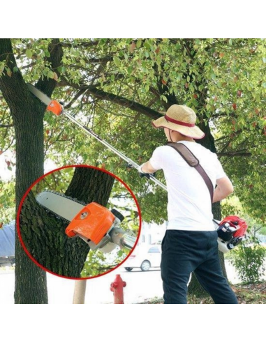 Powertech RL-PT580 Débroussailleuse taille-haie et scie à chaîne professionnelle 8en1