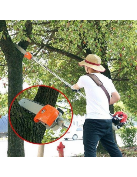 Powertech RL-PT580 Débroussailleuse taille-haie et scie à chaîne professionnelle 8en1