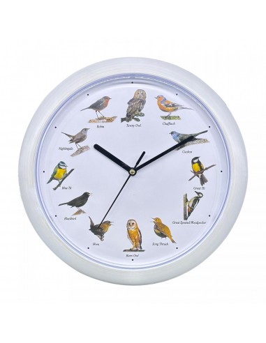 Herzberg HG-03725 Horloge européenne de chant d'oiseau Blanc