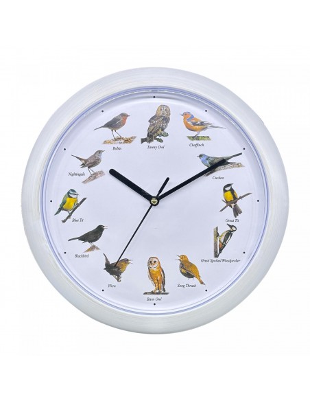 Herzberg HG-03725 Horloge européenne de chant d'oiseau Blanc