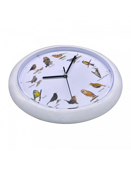 Herzberg HG-03725 Horloge européenne de chant d'oiseau Blanc