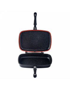 Cheffinger CF-DG32 Double poêle à griller réversible revêtue de marbre 32cm Noire