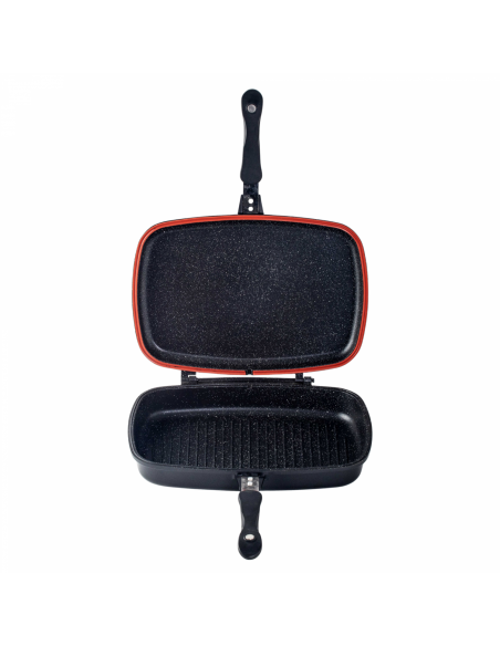 Cheffinger CF-DG32 Double poêle à griller réversible revêtue de marbre 32cm Noire