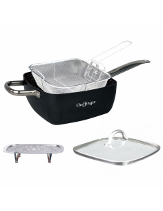 Cheffinger CF-FA04 Ensemble de 4 poêles à frire carrées enduites de marbre