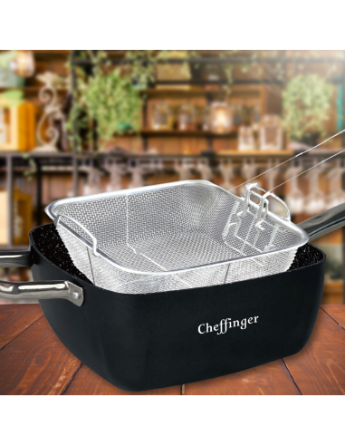 Cheffinger CF-FA04 Ensemble de 4 poêles à frire carrées enduites de marbre